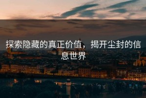 探索隐藏的真正价值，揭开尘封的信息世界