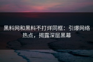 黑料网和黑料不打烊同框：引爆网络热点，揭露深层黑幕