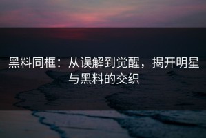 黑料同框：从误解到觉醒，揭开明星与黑料的交织