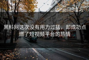 黑料网这次没有用力过猛，却成功点燃了短视频平台的热情