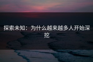 探索未知：为什么越来越多人开始深挖