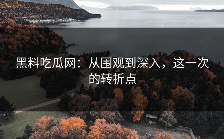 黑料吃瓜网：从围观到深入，这一次的转折点