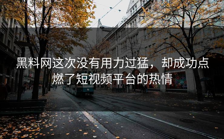 黑料网这次没有用力过猛,却成功点燃了短视频平台的热情 黑料网这次没有用力过猛,却成功点燃了短视频平台的热情