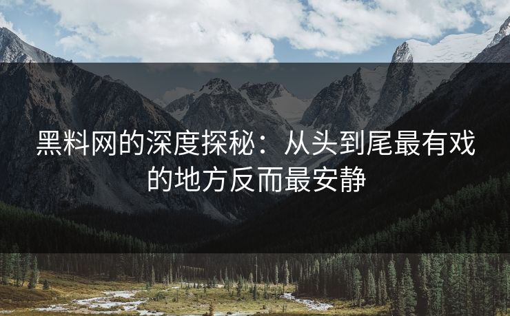 黑料网的深度探秘：从头到尾最有戏的地方反而最安静