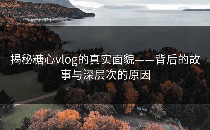 揭秘糖心vlog的真实面貌——背后的故事与深层次的原因